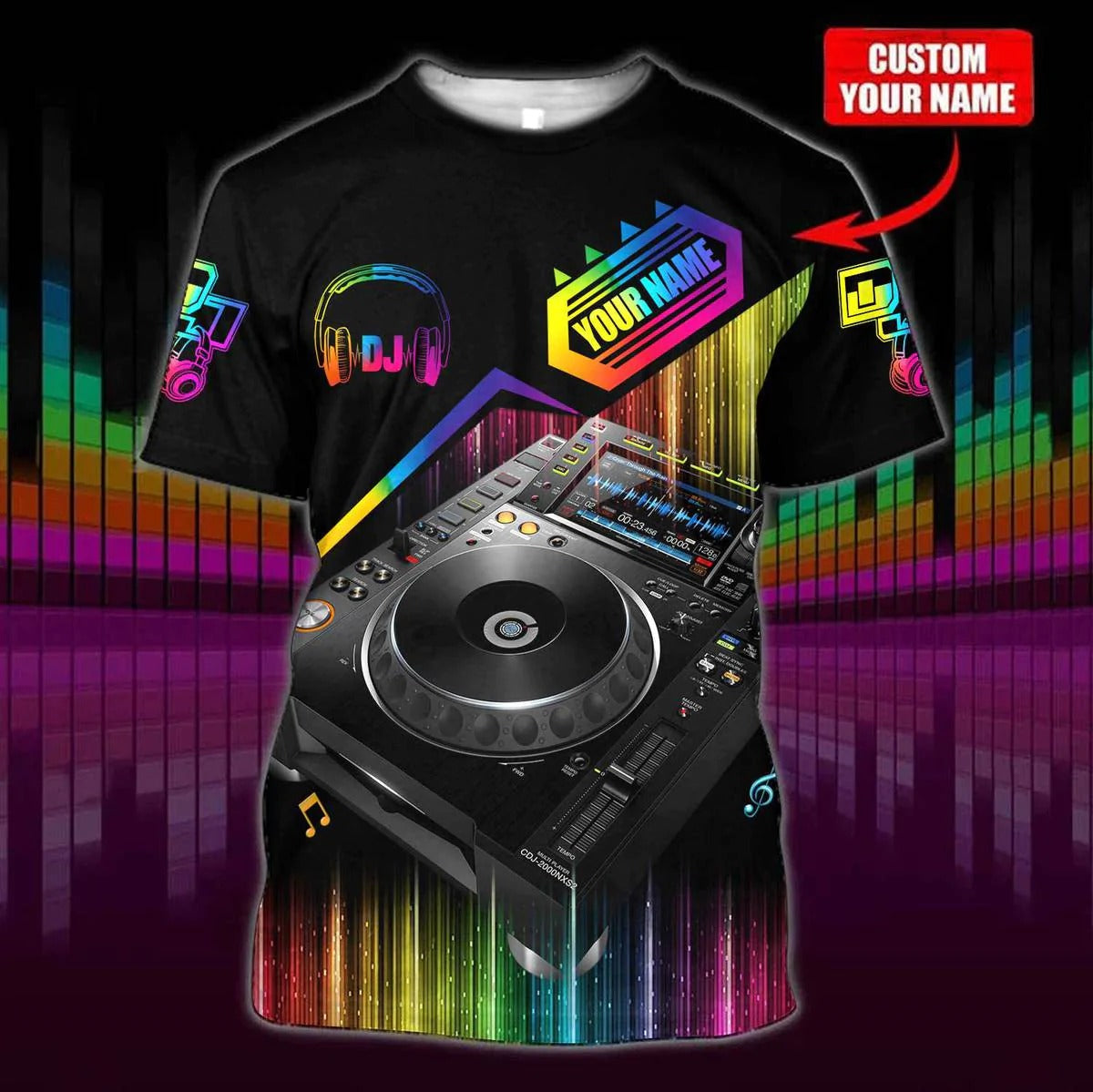 Personalized 3D Colorful DJ Hoodies Men Women/ Disc Jockey Shirt/ EDM Party Uniform/ Gift For A DJ
