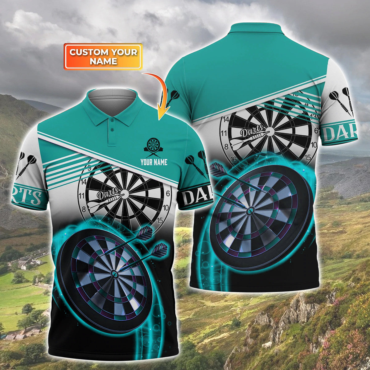 3D All Over Print Dart Multi Color Polo Shirt/ Unisex Shirt for Man Women/ Uniform Dart Team