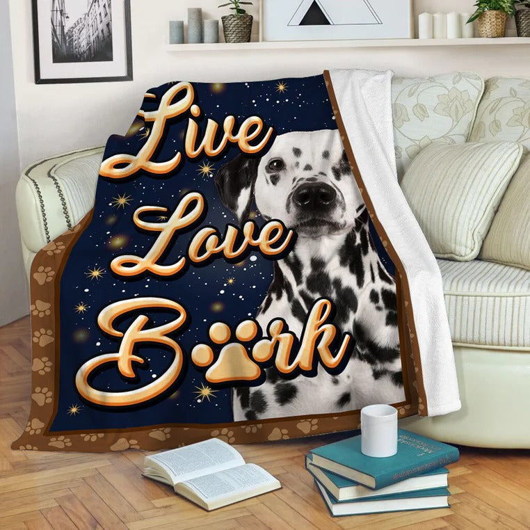 Dalmatian Dog Live Love Bark Blanket Gift For Dog Lovers Birthday Gift Home Decor Bedding Couch Sofa Soft And Comfy Cozy