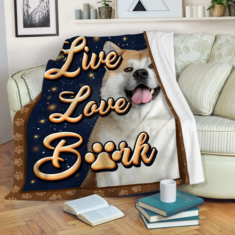 Akita Dog Live Love Bark Blanket Gift For Dog Lovers Birthday Gift Home Decor Bedding Couch Sofa Soft And Comfy Cozy