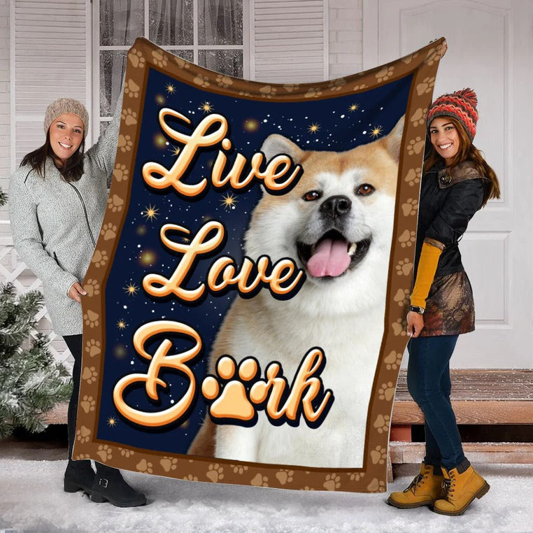 Akita Dog Live Love Bark Blanket Gift For Dog Lovers Birthday Gift Home Decor Bedding Couch Sofa Soft And Comfy Cozy