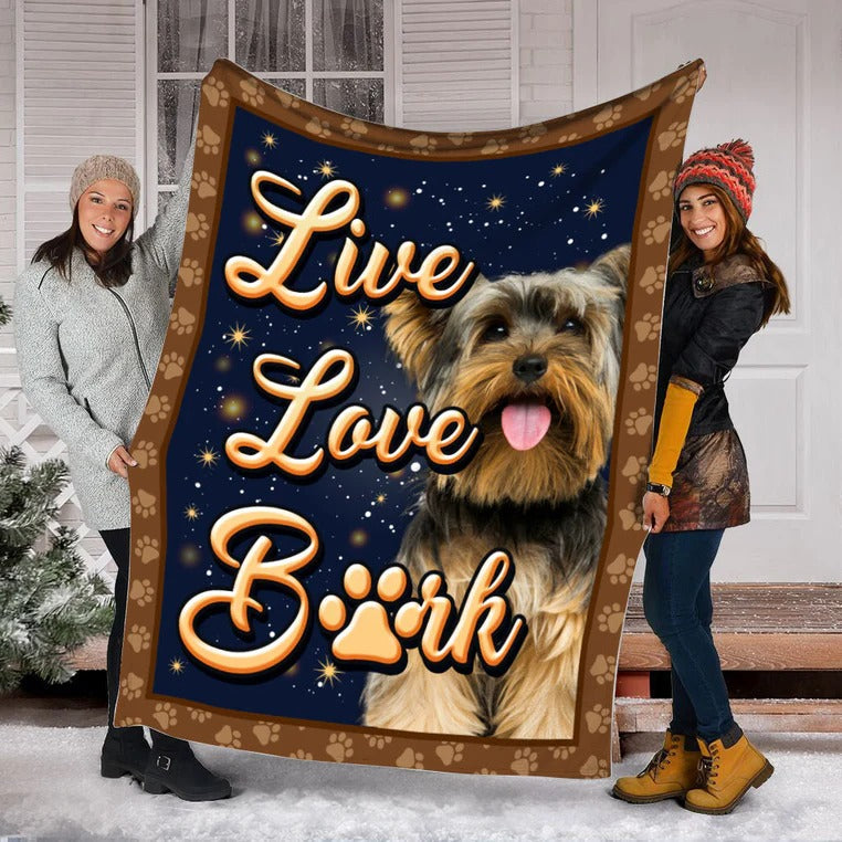 Yorkshire Terrier Dog Live Love Bark Blanket Gift For Dog Lovers Birthday Gift Home Decor Bedding Couch Sofa Soft And Comfy Cozy