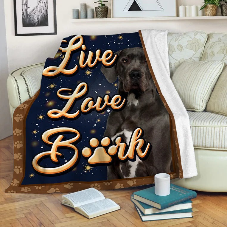 Great Dane Dog Live Love Bark Blanket Gift For Dog Lovers Birthday Gift Home Decor Bedding Couch Sofa Soft And Comfy Cozy