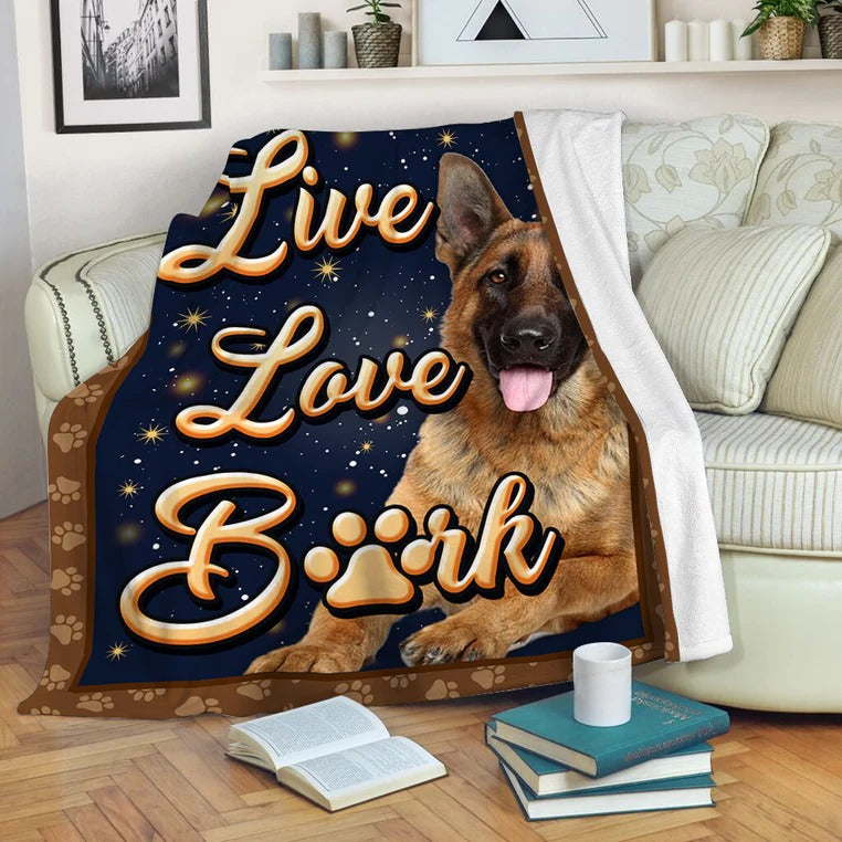 German Shepherd Dog Live Love Bark Blanket Gift For Dog Lovers Birthday Gift Home Decor Bedding Couch Sofa Soft And Comfy Cozy