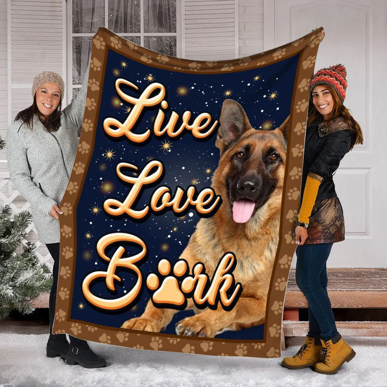 German Shepherd Dog Live Love Bark Blanket Gift For Dog Lovers Birthday Gift Home Decor Bedding Couch Sofa Soft And Comfy Cozy