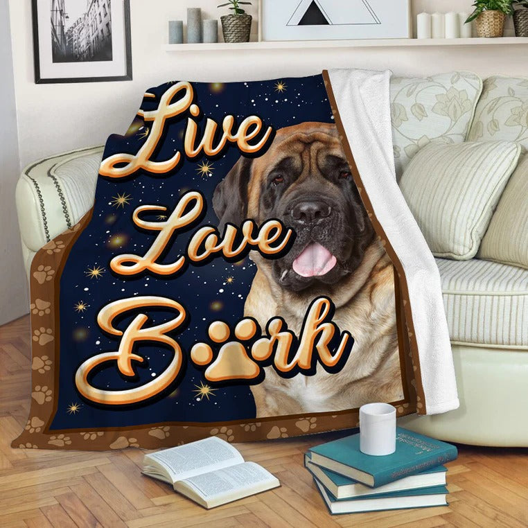 English Mastiff Dog Live Love Bark Blanket Gift For Dog Lovers Birthday Gift Home Decor Bedding Couch Sofa Soft And Comfy Cozy