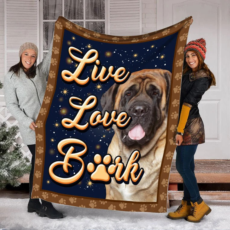 English Mastiff Dog Live Love Bark Blanket Gift For Dog Lovers Birthday Gift Home Decor Bedding Couch Sofa Soft And Comfy Cozy