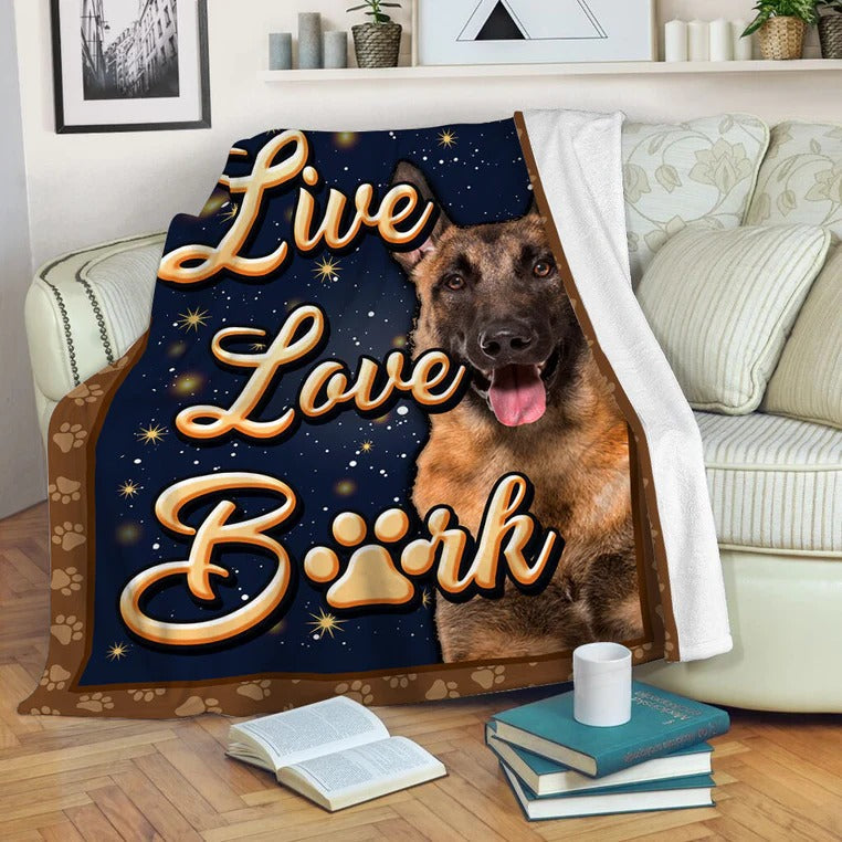 Belgian Malinois Dog Live Love Bark Blanket Gift For Dog Lovers Birthday Gift Home Decor Bedding Couch Sofa Soft And Comfy Cozy
