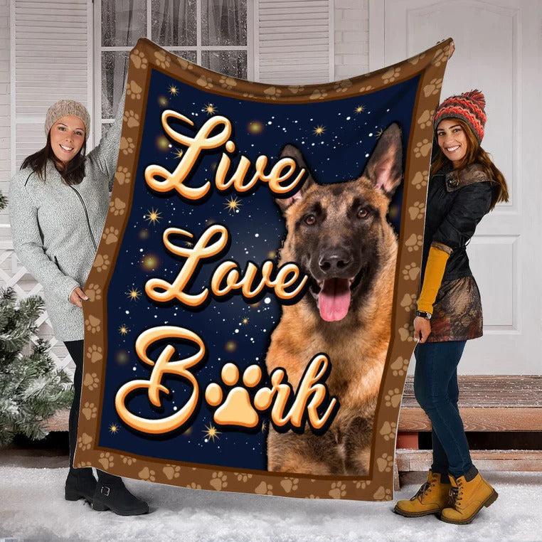 Belgian Malinois Dog Live Love Bark Blanket Gift For Dog Lovers Birthday Gift Home Decor Bedding Couch Sofa Soft And Comfy Cozy