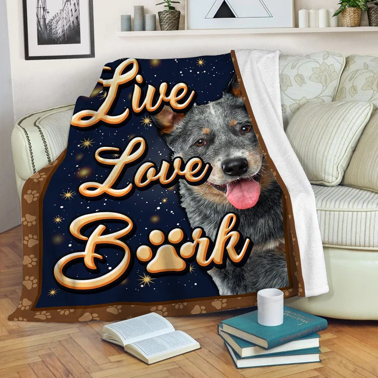 Australian Cattle Dog Live Love Bark Blanket Gift For Dog Lovers Birthday Gift Home Decor Bedding Couch Sofa Soft And Comfy Cozy