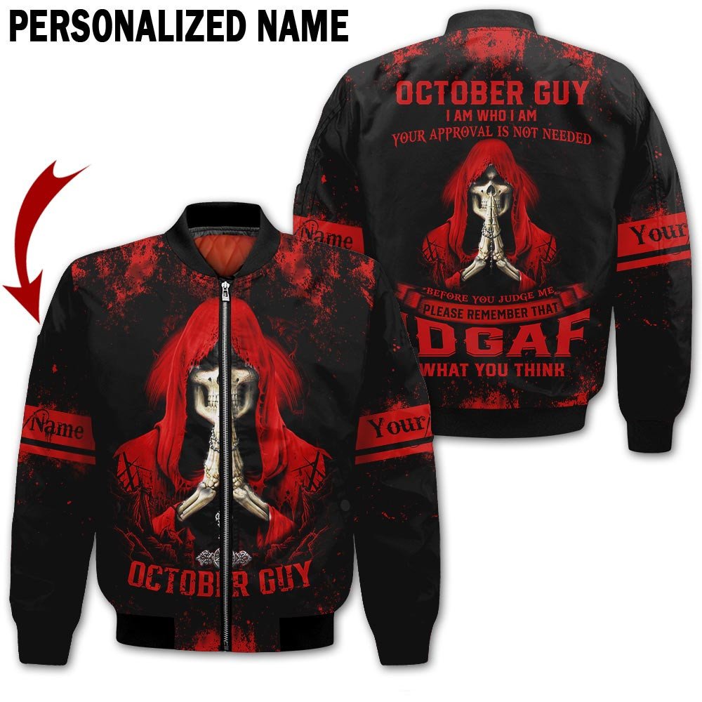 Personalized Name Birthday Outfit October Guy 3D All Over Printed Birthday Shirt Skull Red