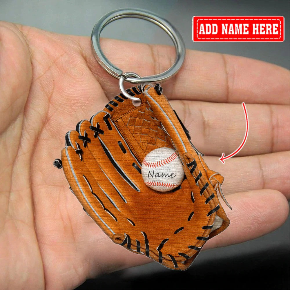 Personalized Baseball Gloves Acrylic Keychain for Baseball Lovers/ Custom Name baseball Keychain