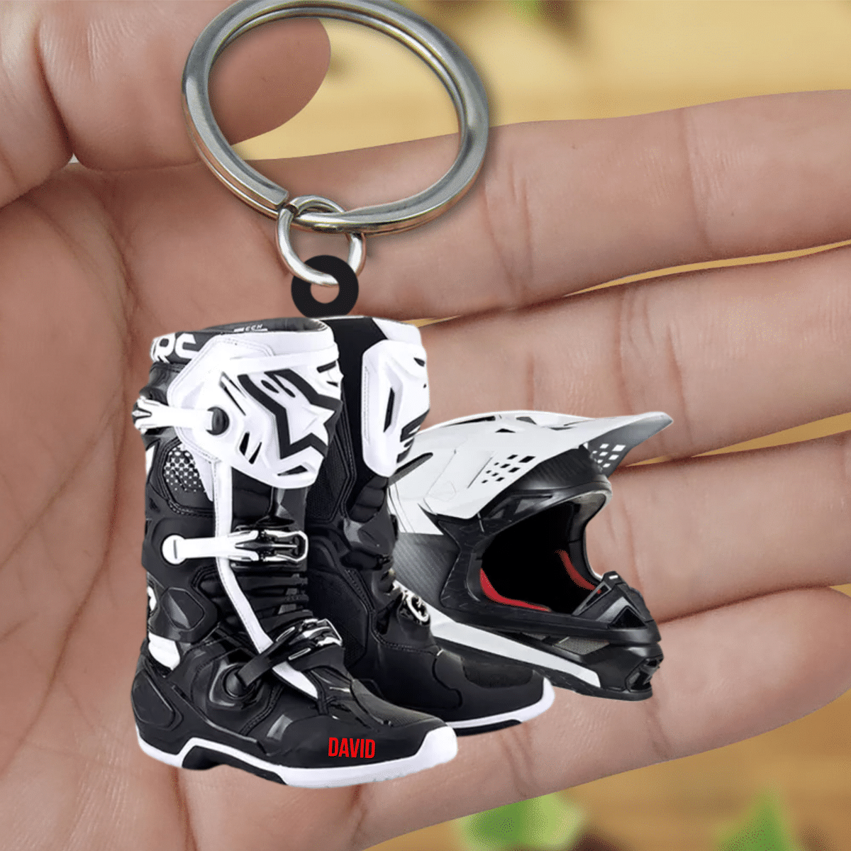 Personalized Motocross Boots Helmet Acrylic Keychain/ Motocross Keychain for Lovers