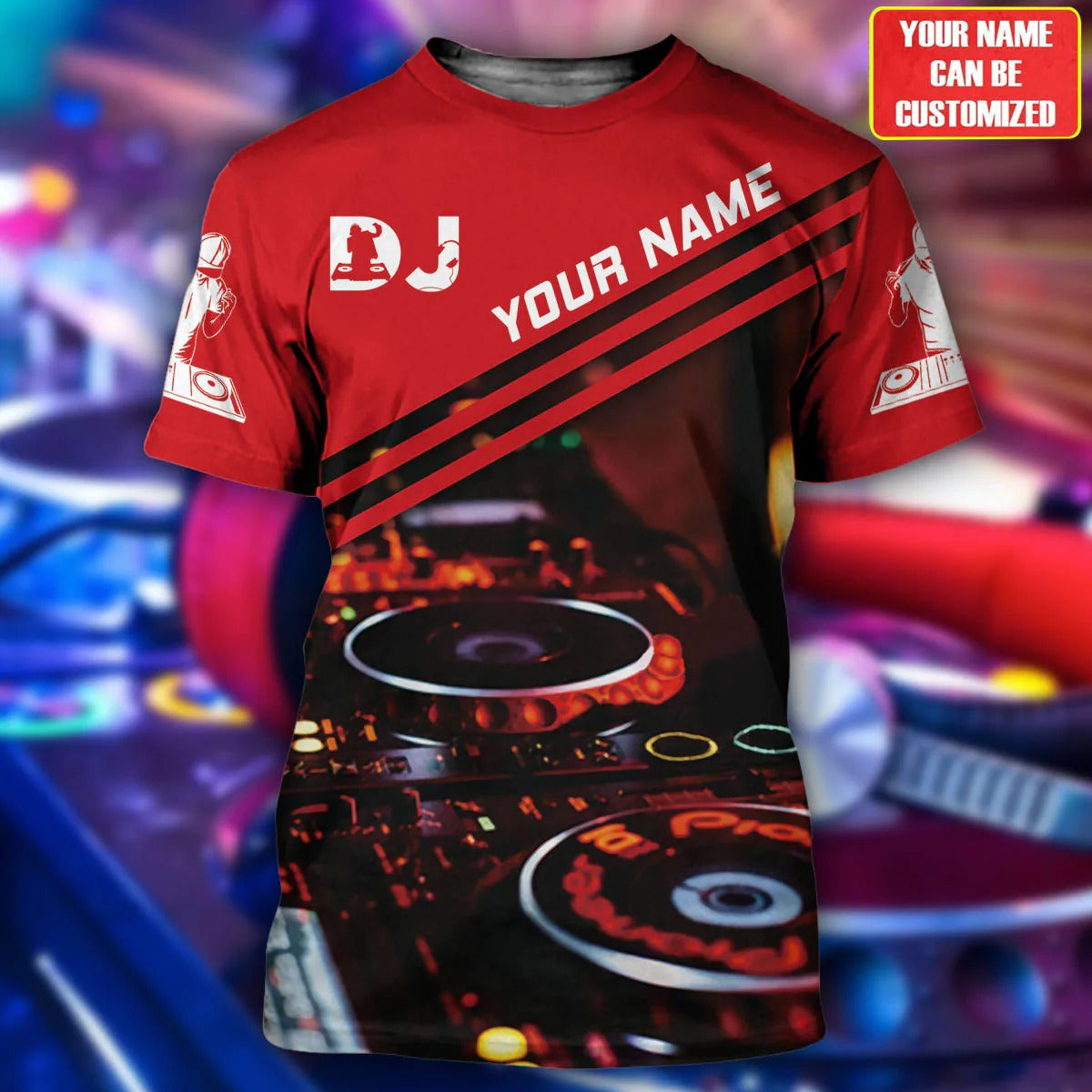 Personalized Red DJ Premium Hoodie For Men Women/ DJ 3D Full Print Sweat Shirt/ DJ Clothing