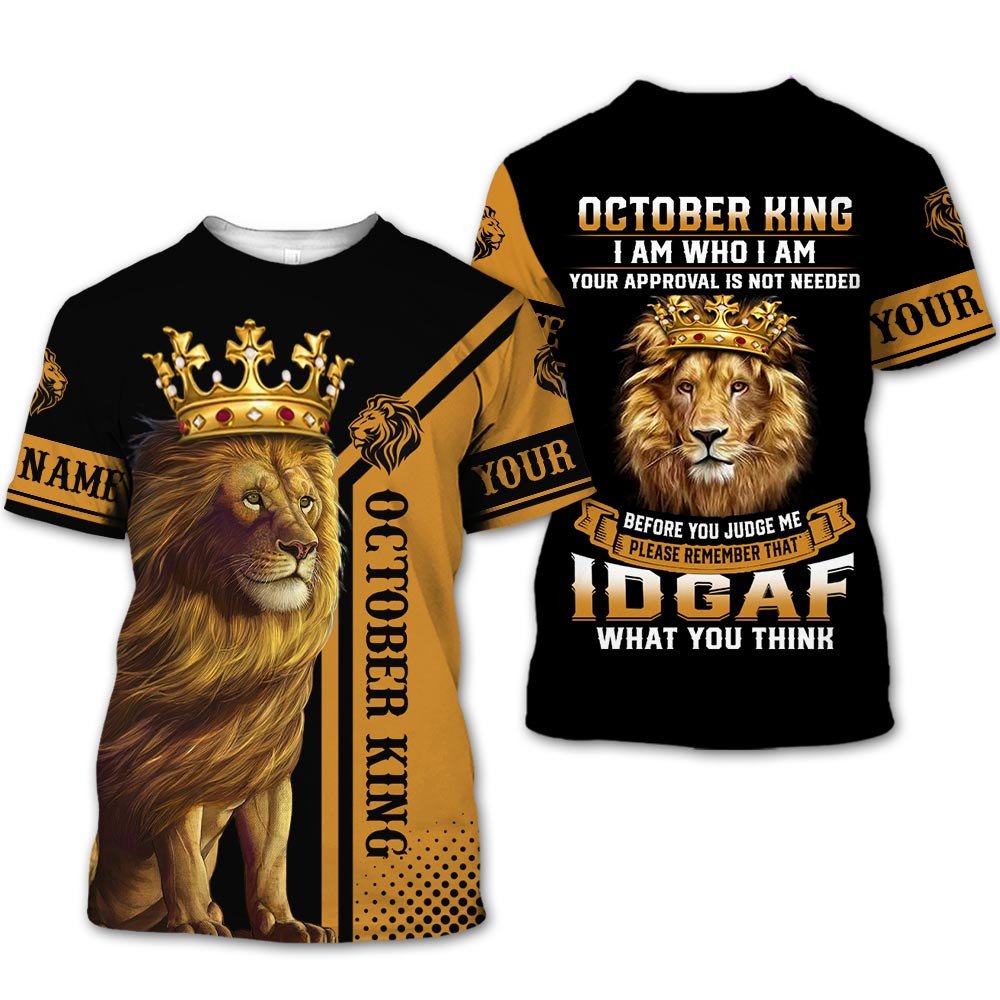 Personalized Name Birthday Outfit October Guy Lion King Yellow Birthday Shirt For Men