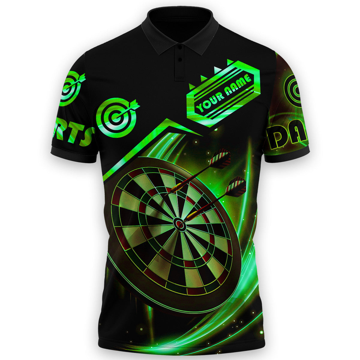 Personalized Name Green Darts Player NP11 All Over Printed Unisex Polo Shirt/ Gift for Dart Player