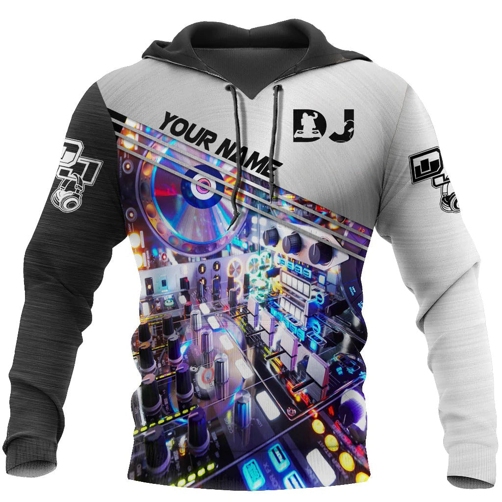 Personalized Name DJ Hoodie/ 3D Zip Up Hoodie For DJ Musican/ EDM Player Shirt/ DJ Gift