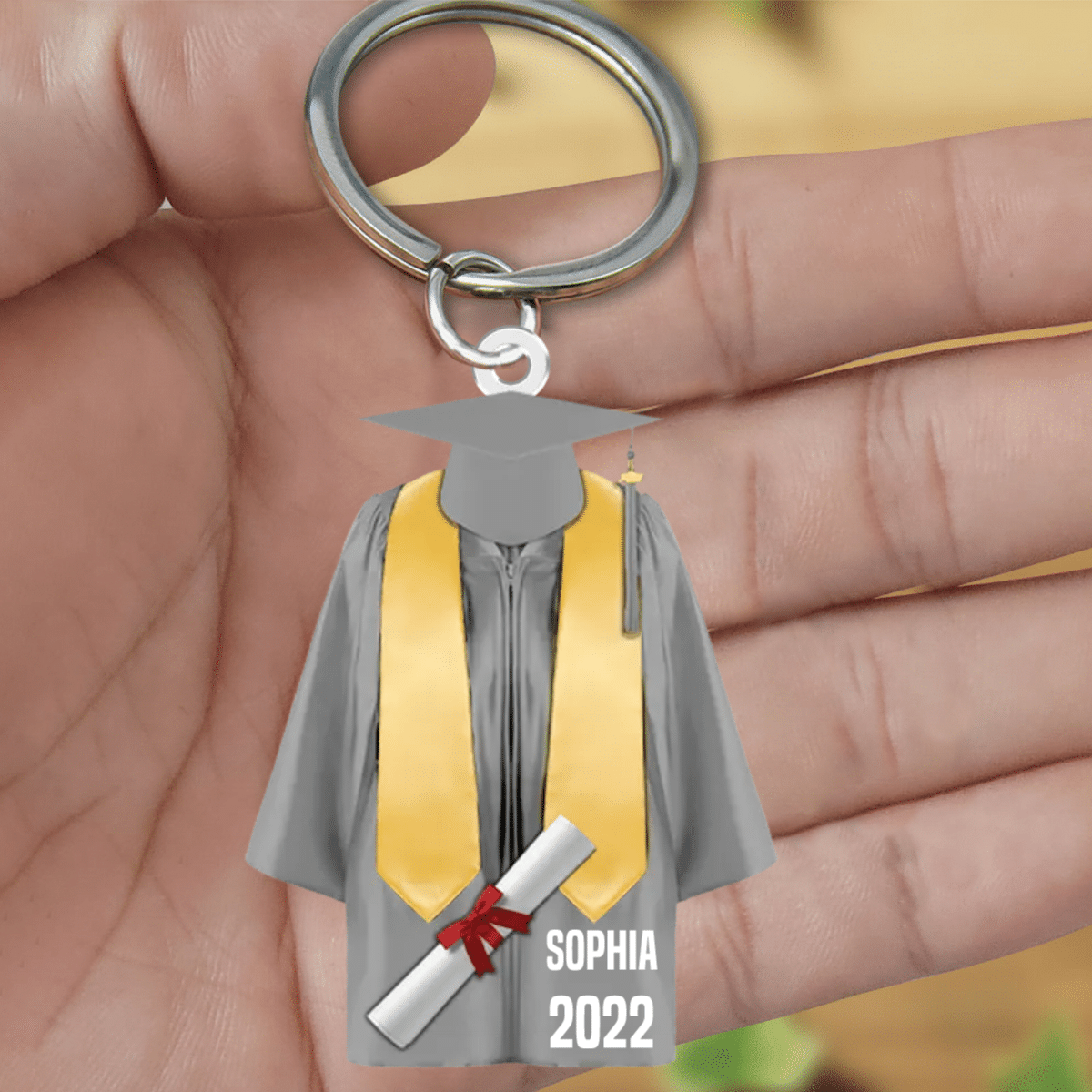 Personalized Graduation Keychain for Son / Graduate Keychain for Daughter Acrylic Flat Keychain from Dad & Mom