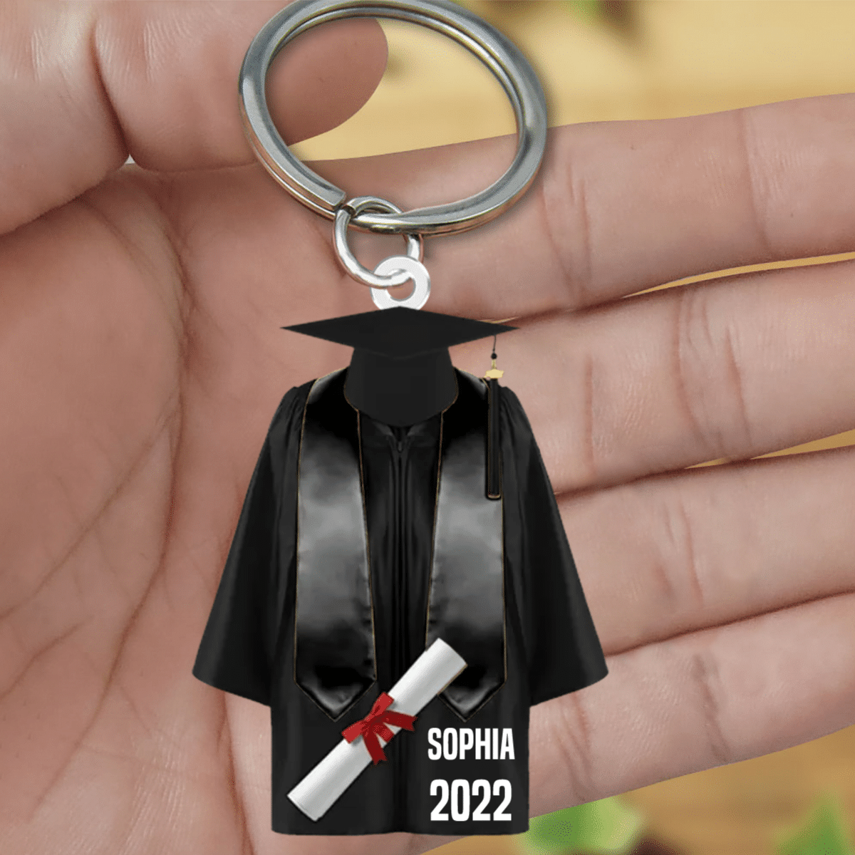Personalized Graduation Keychain for Son / Graduate Keychain for Daughter Acrylic Flat Keychain from Dad & Mom
