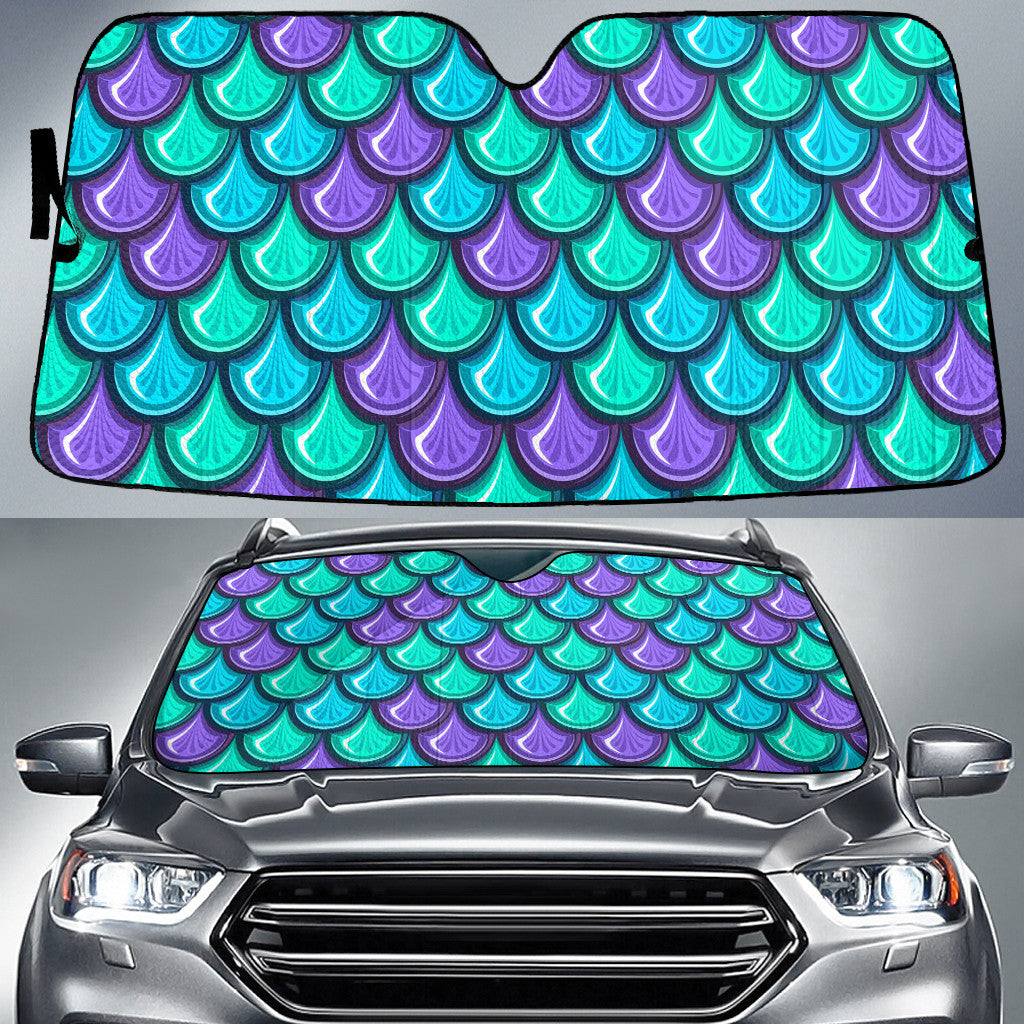 Marine Teal Mermaid Scales Pattern Car Sun Shade Cover Auto Windshield Coolspod
