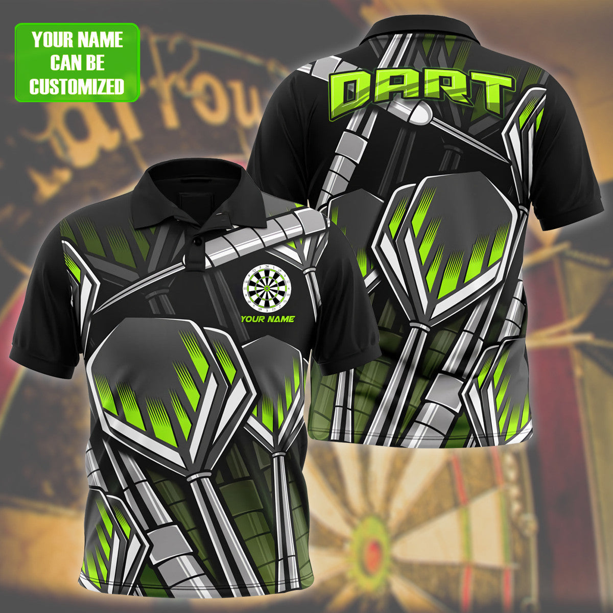 Personalized 3D All Over Print Dart Polo Shirt/ Full Pattern Dart Shirt /Gift To Dart Players