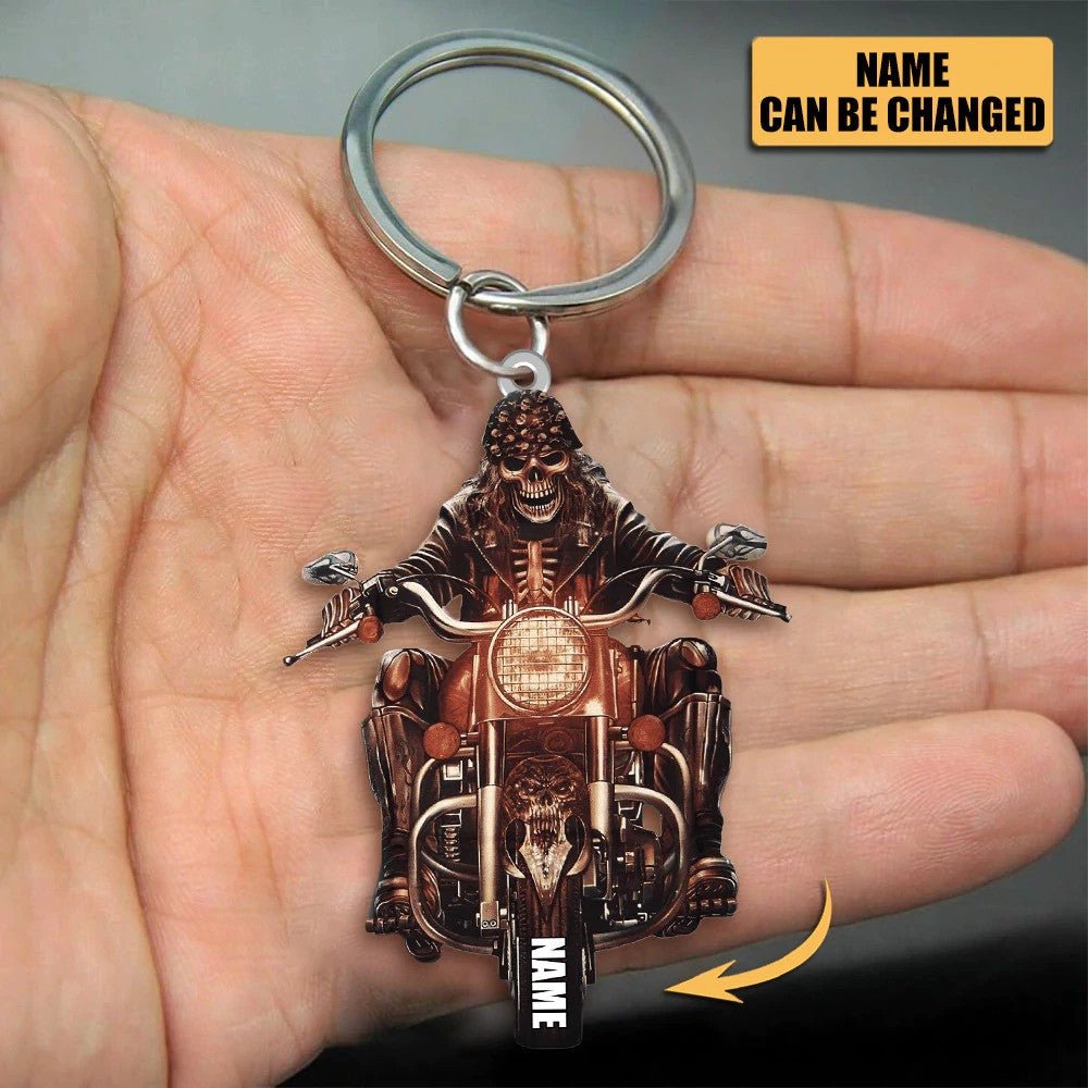 Personalized Skull Burn Rubber Motorcycle Acrylic Keychain/ Flat Keychain for Skull Loverss