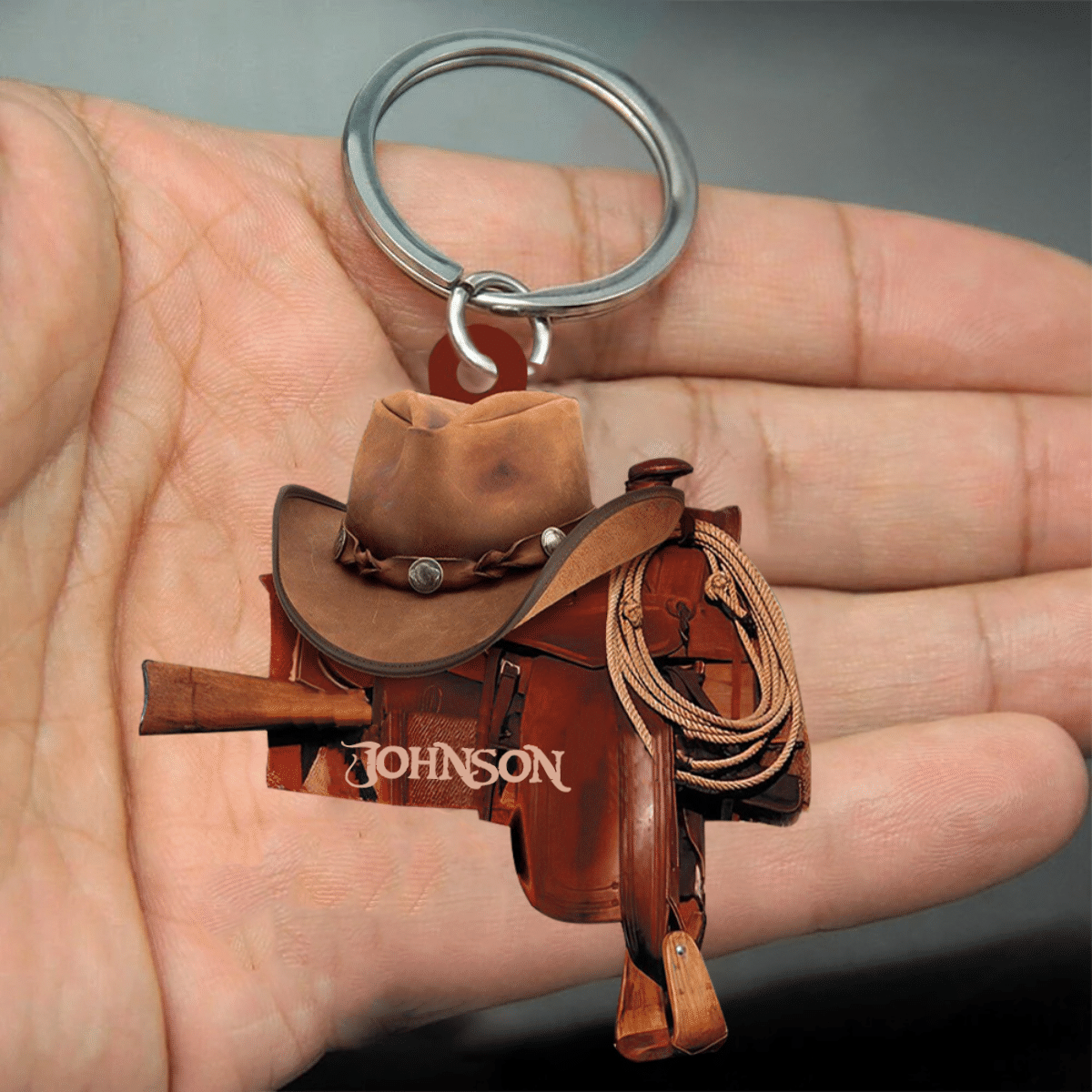 Personalized Horse Saddle Flat Acrylic Keychain For Horse Lovers/ Cowboy Keychain/ Cowgirl Keychain