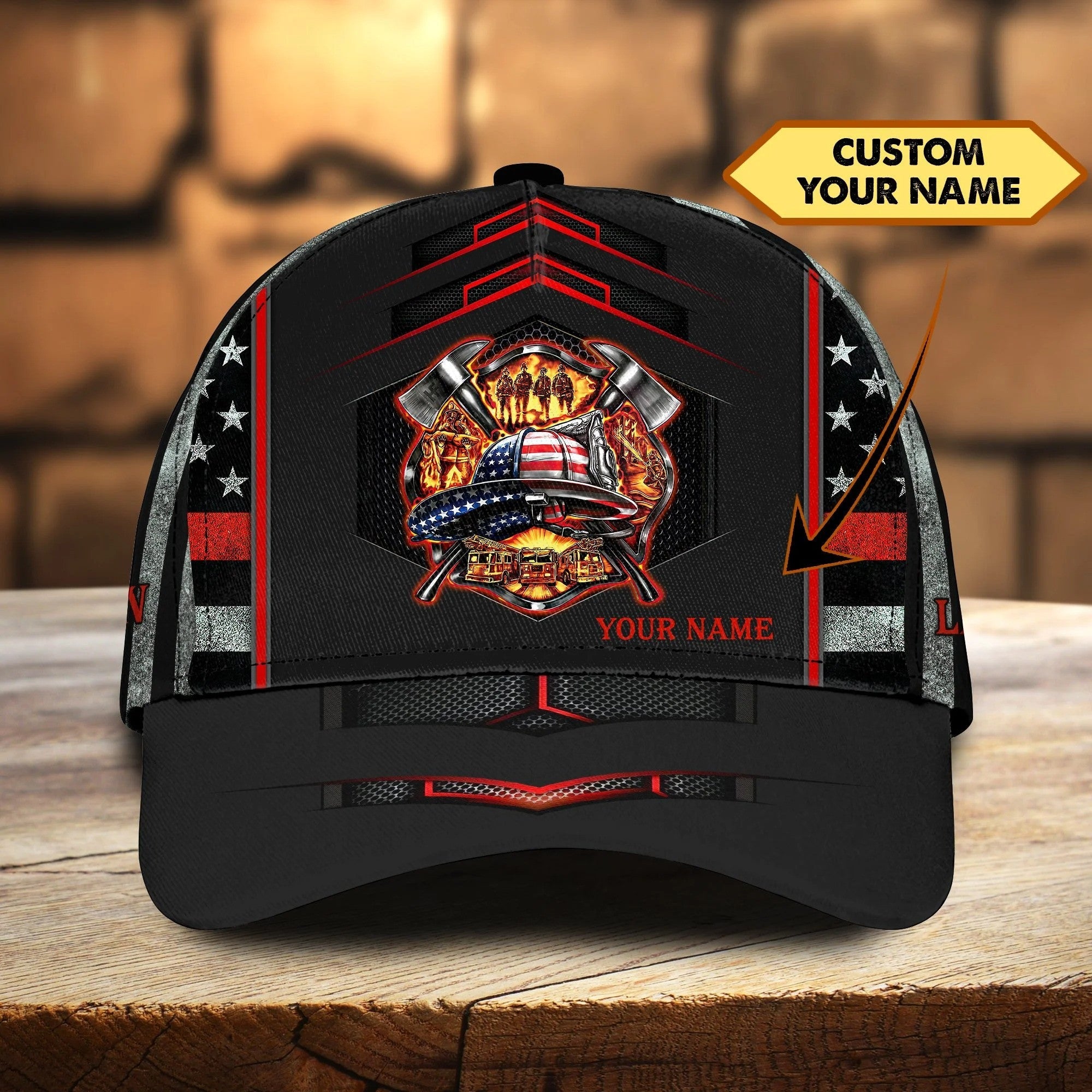 Personalized Firefighter Cap for Dad/ Firefighter Classic Cap 3D All Over Printed for Firefighter