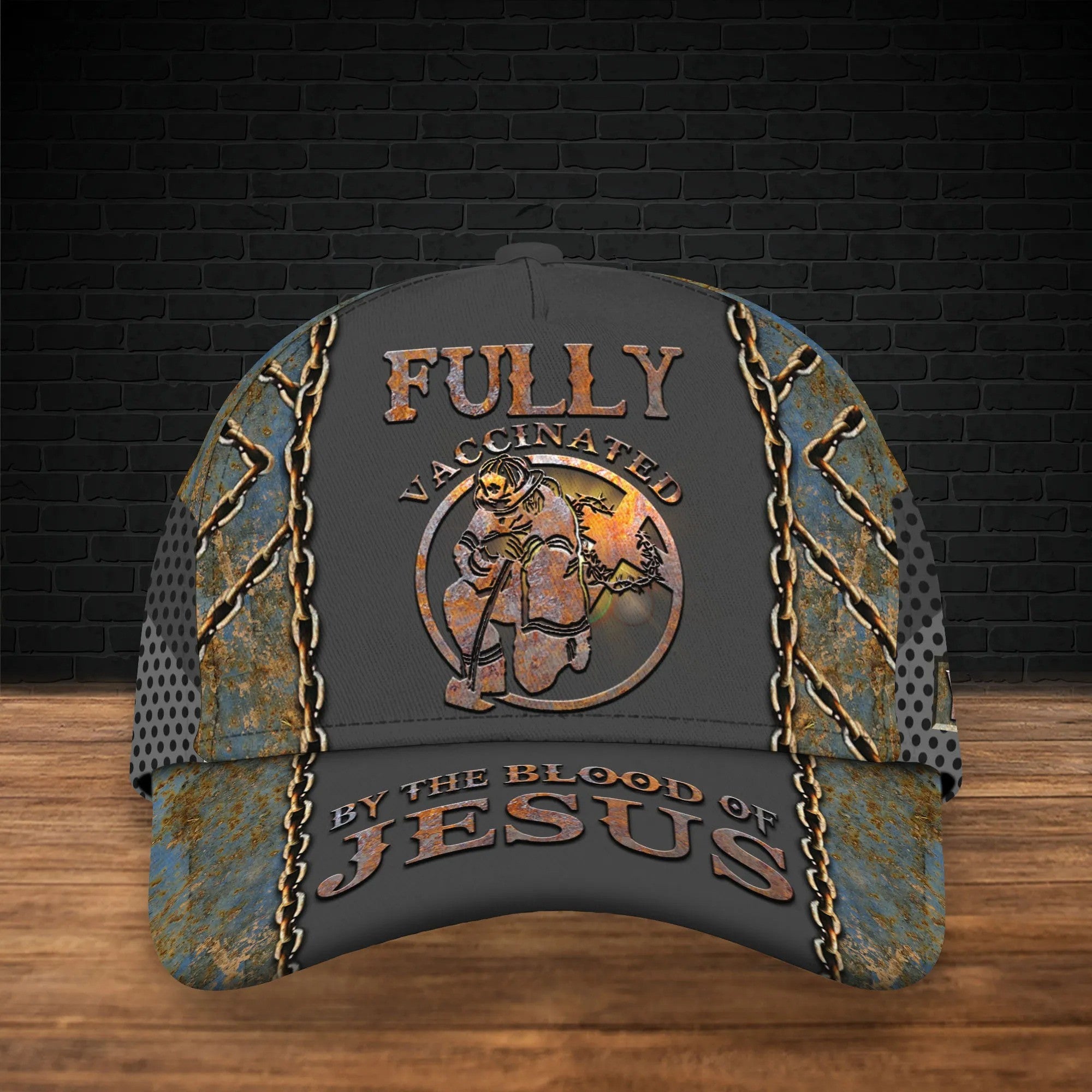 Firefighter Jesus Firefighter Cap Personalized Jesus Gift/ Fully Vaccinated By The Blood Of Jesus Cap