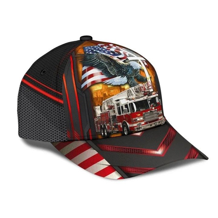 Jesus American Eagle Firefighter Truck 3D Classic Cap/ 3D All Over Printed Jesus Firefighter Cap