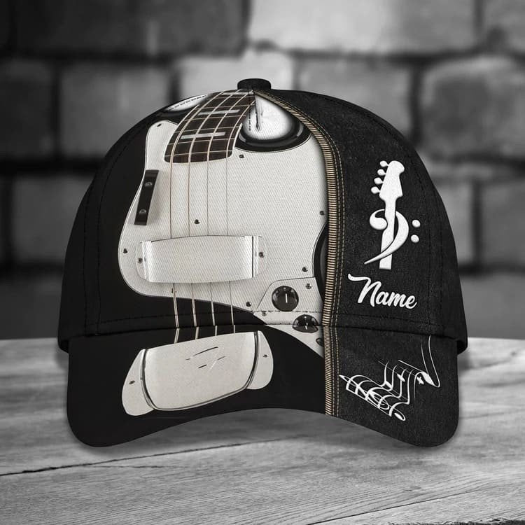 Personalized Guitar Bass Cap for His Birthday Gift/ 3D Classic Cap All Over Printed for Guitar Lovers