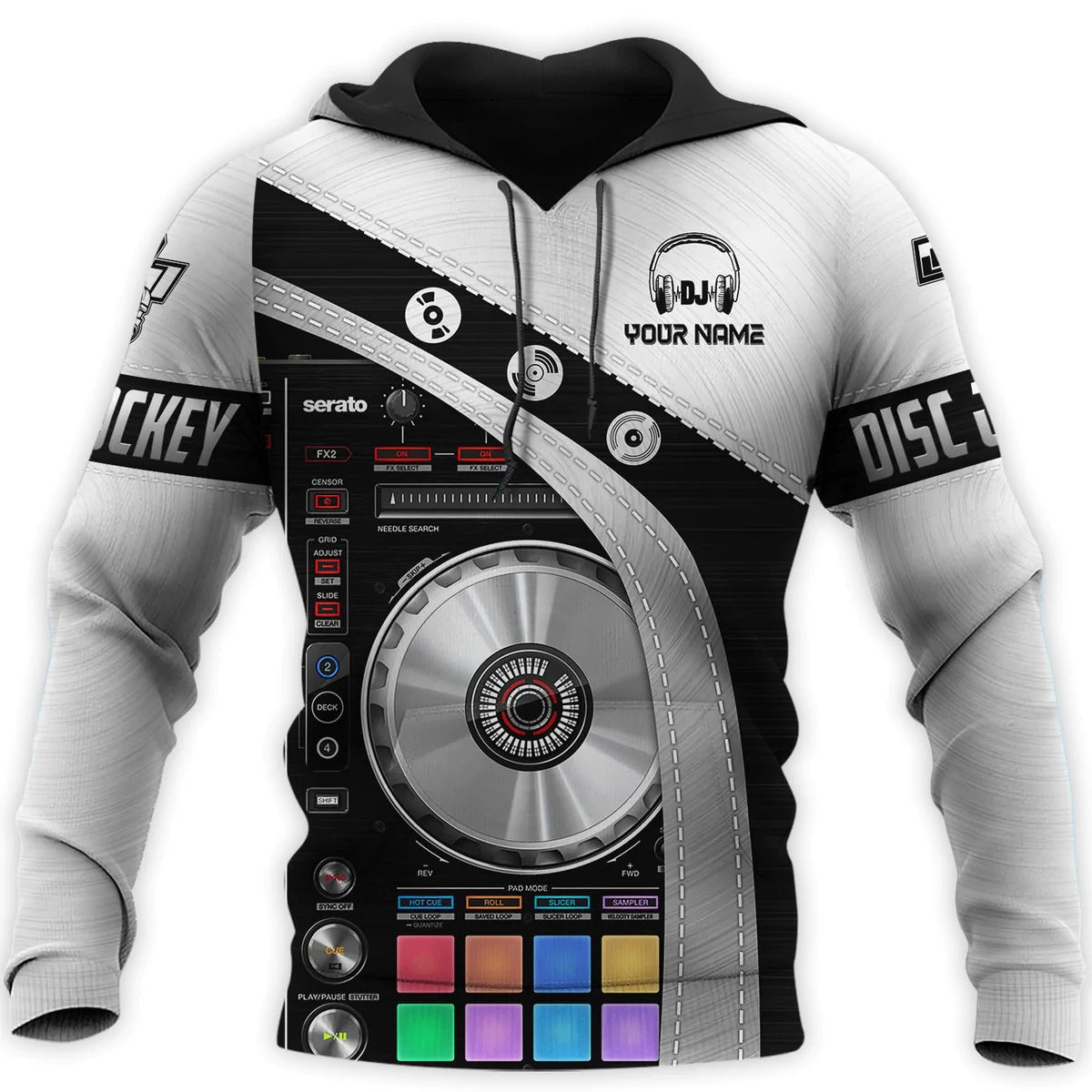 3D Custom DJ Hoodie/ Disc Jockey Clothing/ Dj Gift For Him Her/ DJ Tshirt Metal Pattern