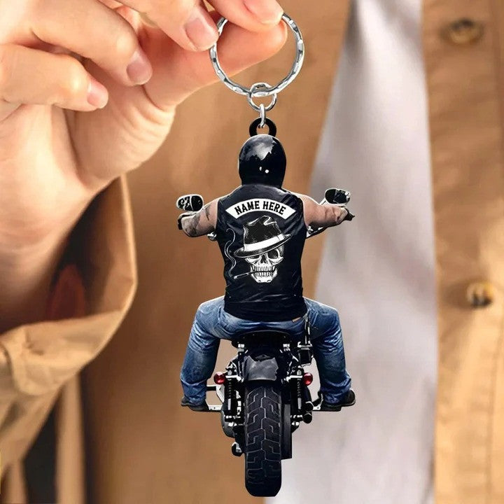 Personalized Biker Man/ Lady Biker Keychain/ Custom Biker Vest Flat Keychain for Biker lover