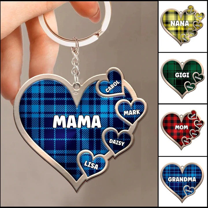 Family - Custom Grandma Heart - Personalized Keychain/ Grandma Sweethearts Acrylic Keychain