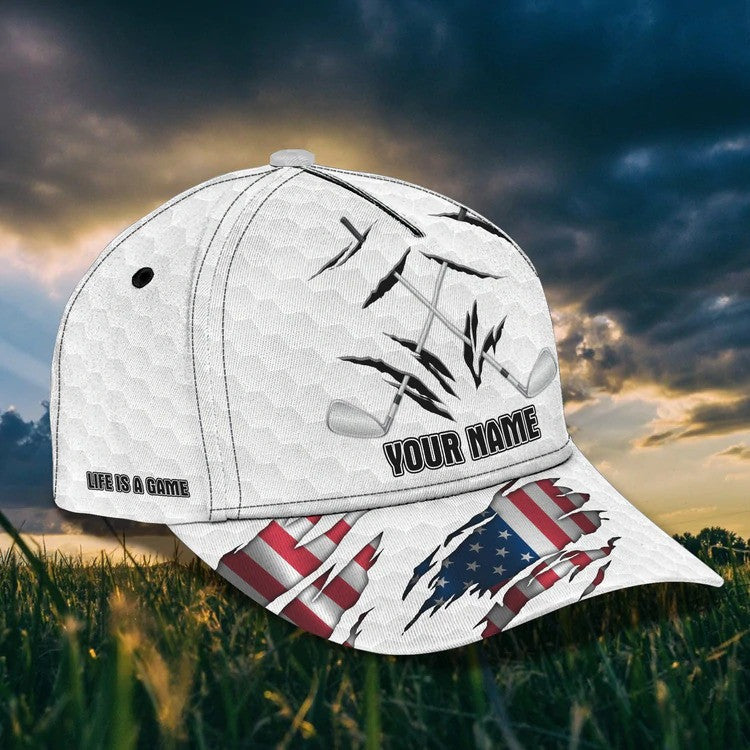 Customized Golf Cap for Men 4th of July 3D All Over Printed for Golf Players/ Gift for Dad Golf