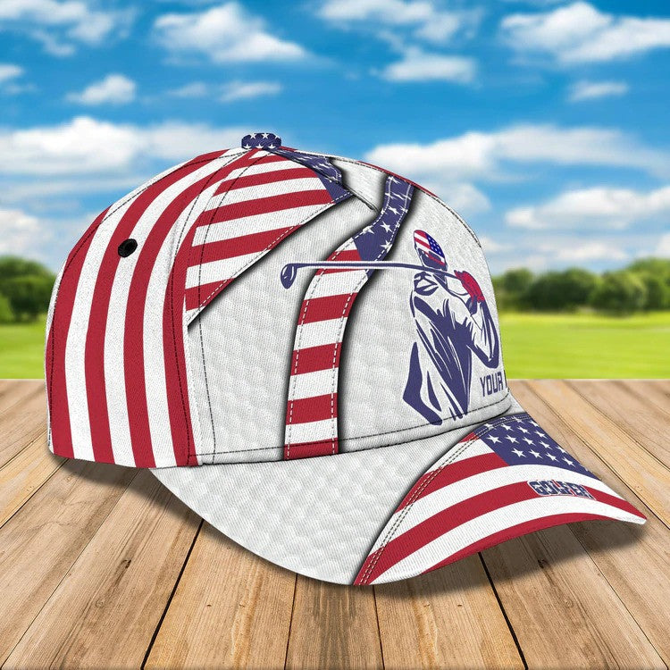 Customized Golf Cap for Men 4th of July 3D All Over Printed for Golf Players/ Gift for Dad Golf