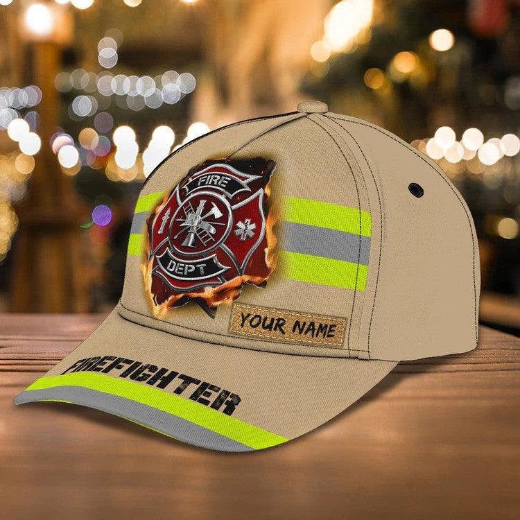 Personalized 4th of July Firefighter Cap 3D All Over Printed for Dad and Mom/ Gift for Firefighter