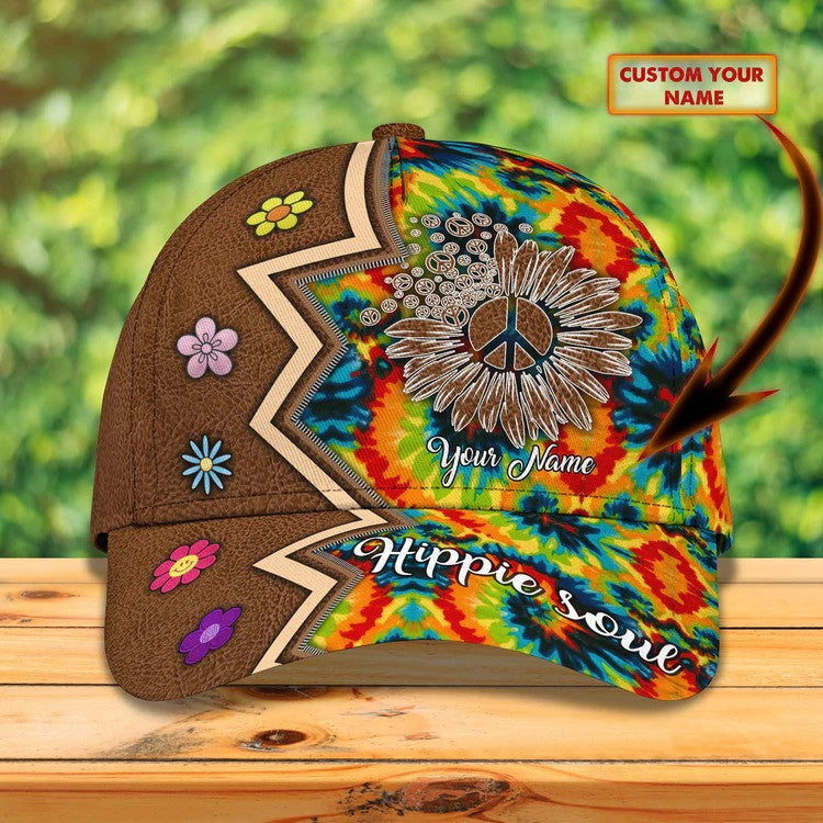 Hippie Dog Personalized Hippie Cap - Dog and Her 3D Cap for Hippie Lovers