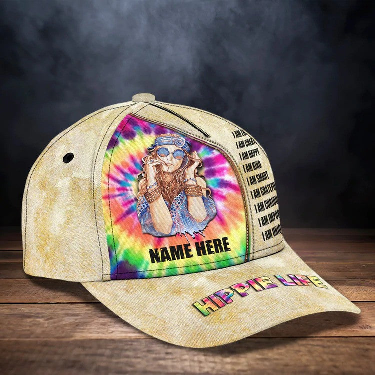 Hippie Dog Personalized Hippie Cap - Dog and Her 3D Cap for Hippie Lovers