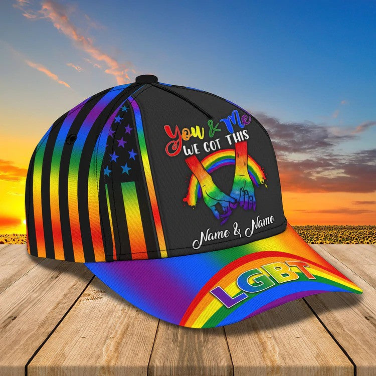 Personalized LGBT Couple Cap for LGBT Pride Month 3D Classic Cap/ Gift for Him and Her