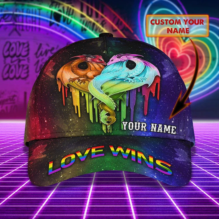 Love Wins Personalized LGBT Cap for LGBT Pride Month 3D Classic Cap/ Gift for Firiend