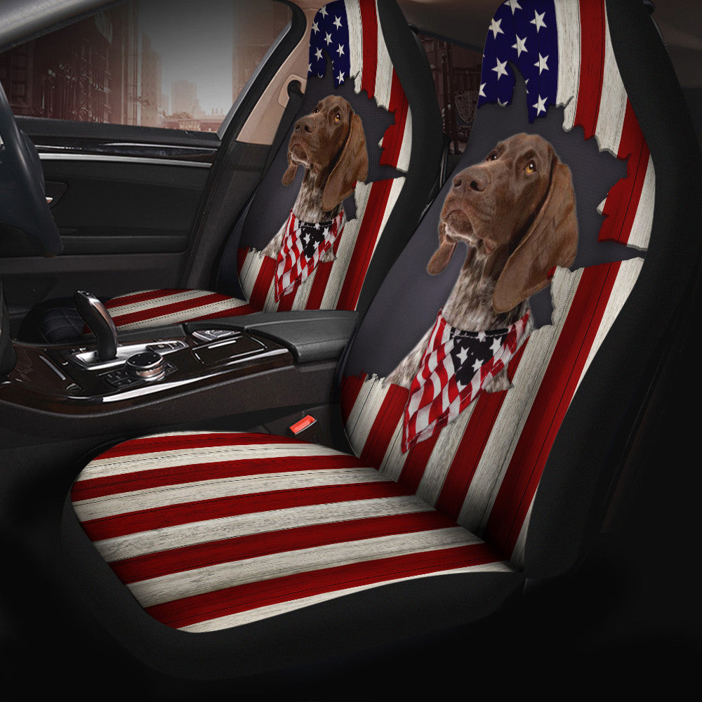 German Shorted Pointer Inside American Flag  Car Seat Covers