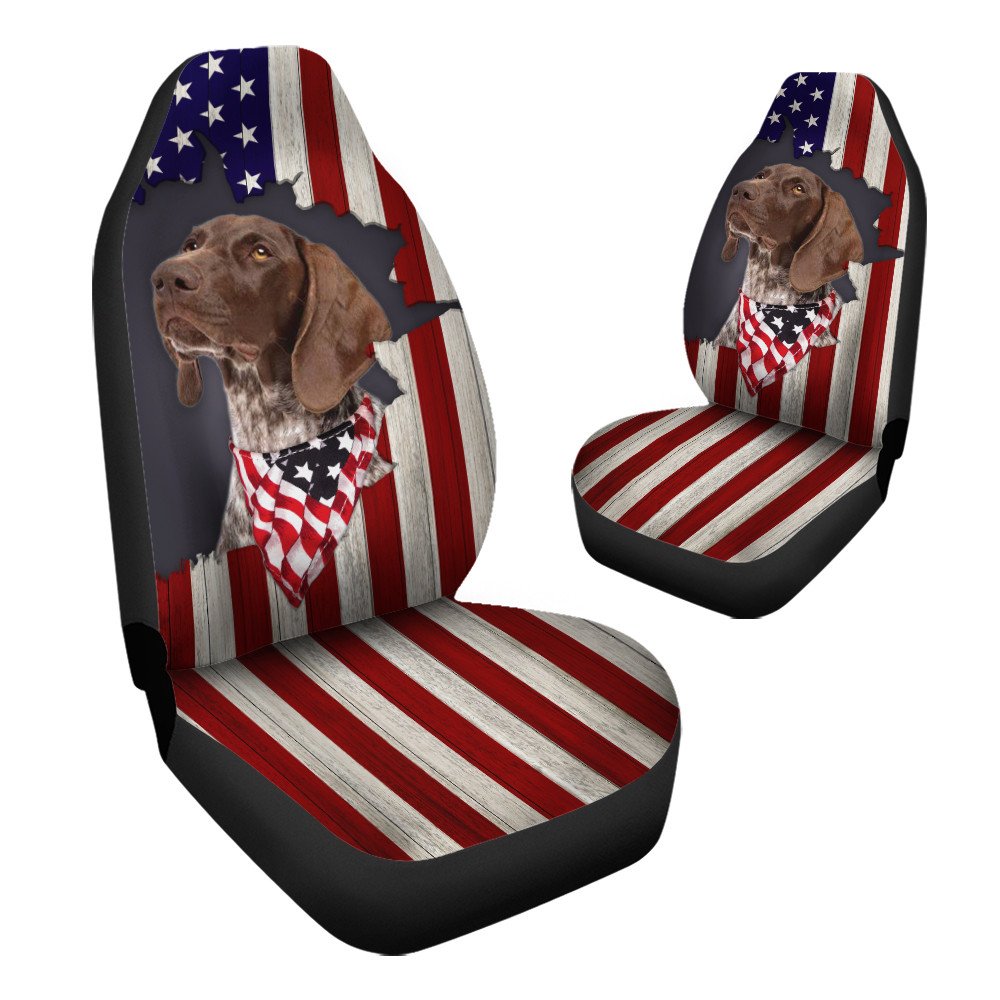 German Shorted Pointer Inside American Flag  Car Seat Covers