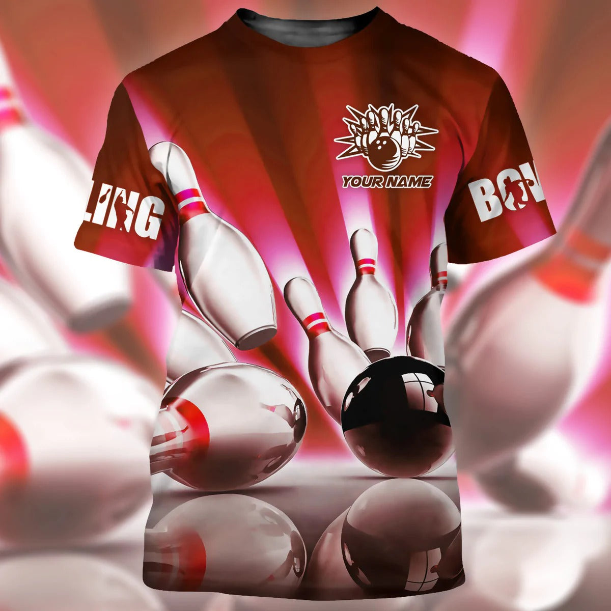 Personalized 3D All Over Print Red Bowling Shirt For Men Women/ Bowling Team Shirt Uniform