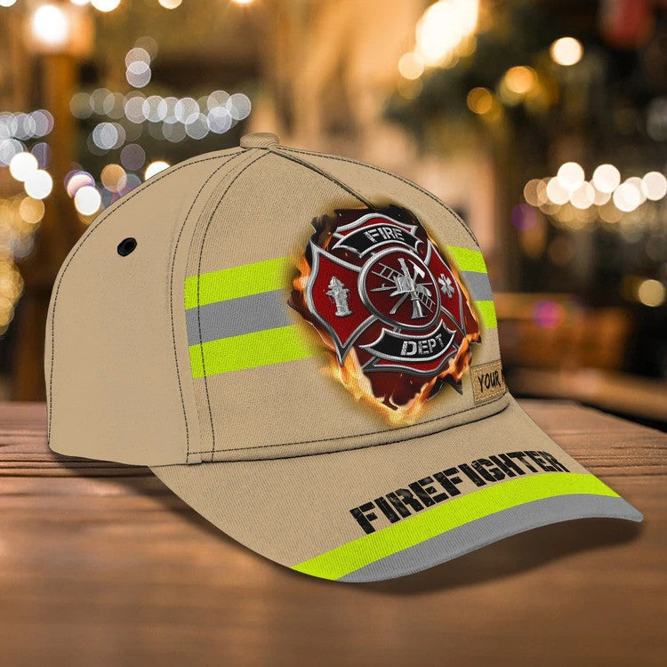 Firefighter - Personalized Name Cap For Firefighter/ Gift for Dad in Firefighter
