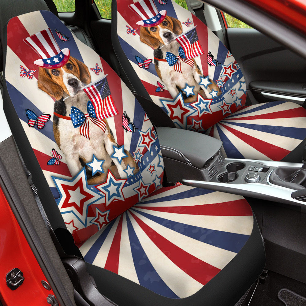 Beagle Inside American Flag Car Seat Covers