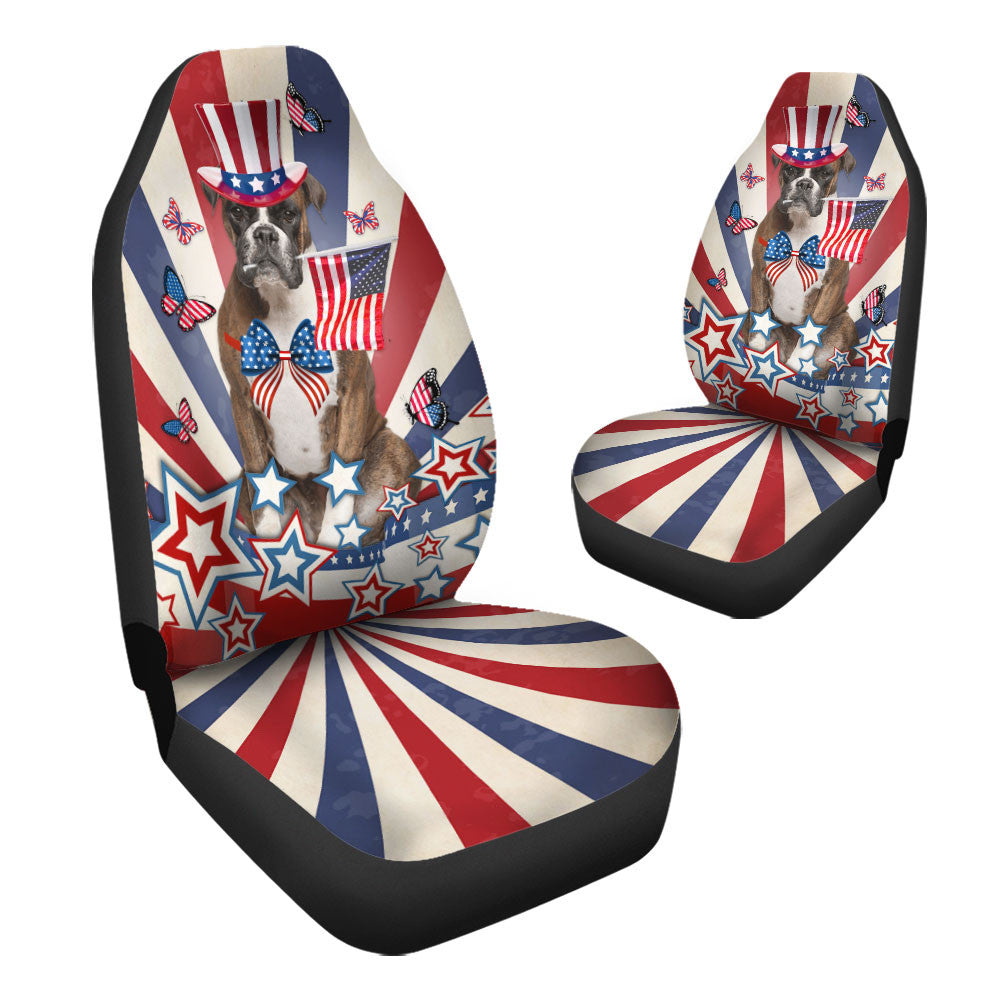 Boxer Inside American Flag Car Seat Covers