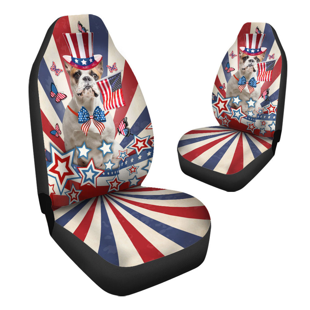 French Bulldog Inside American Flag Car Seat Covers