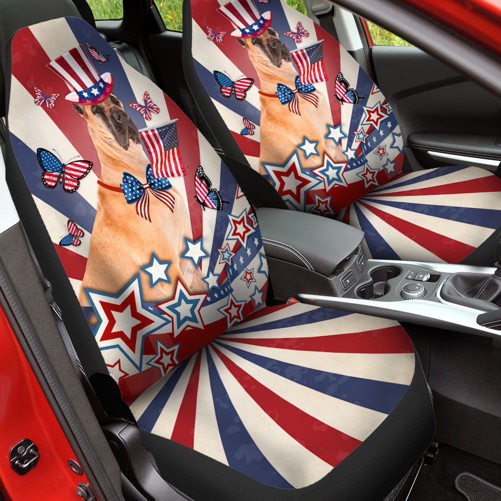 Great Dane Inside American Flag Car Seat Covers