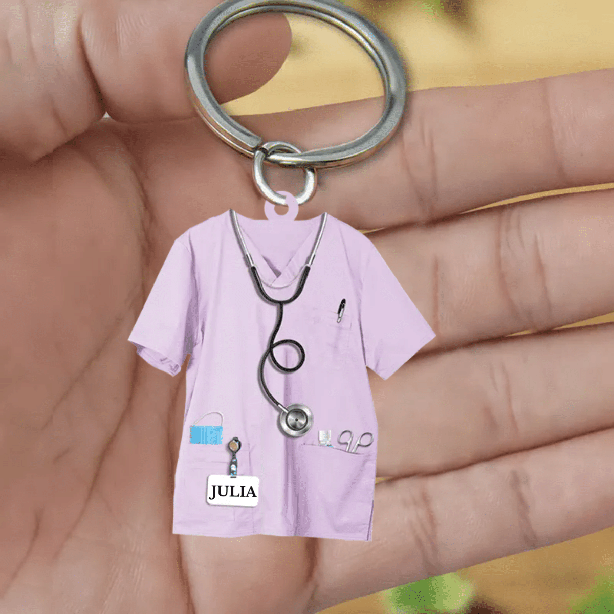 Personalized Nurse Uniform Two Sides Proud Nurse Shaped Acrylic Keychain